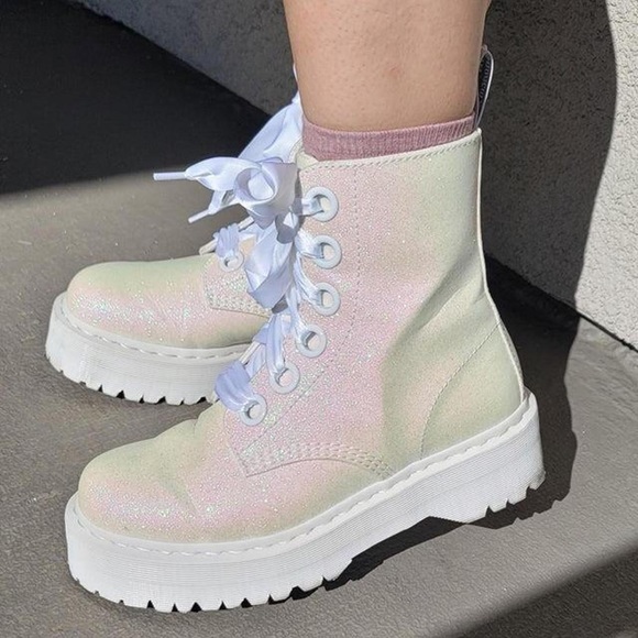 Doc Martens Molly White Glitter Platforms - Picture 4 of 4